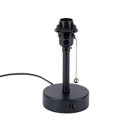 Brilagi - Lámpara de mesa con puerto USB TABLON 1xE27/25W/230V negra/blanca