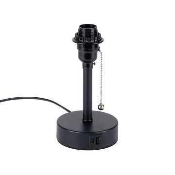 Brilagi - Lámpara de mesa con puerto USB TABLON 1xE27/25W/230V negra
