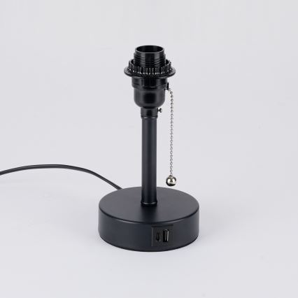 Brilagi - Lámpara de mesa con puerto USB TABLON 1xE27/25W/230V negra