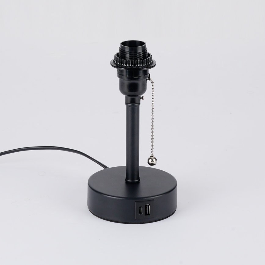 Brilagi - Lámpara de mesa con puerto USB TABLON 1xE27/25W/230V negra