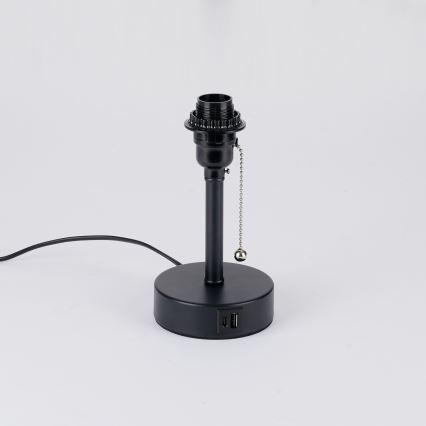 Brilagi - Lámpara de mesa con puerto USB TABLON 1xE27/25W/230V negro/crema