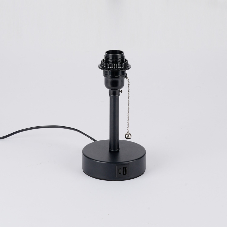 Brilagi - Lámpara de mesa con puerto USB TABLON 1xE27/25W/230V negro/crema