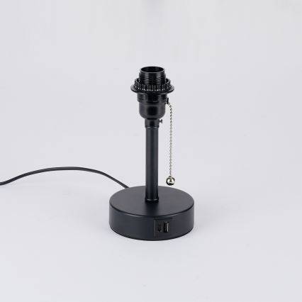 Brilagi - Lámpara de mesa con puerto USB TABLON 1xE27/25W/230V negro/gris
