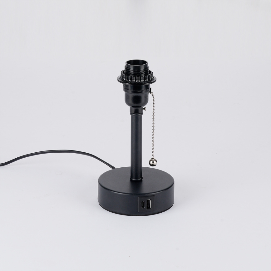 Brilagi - Lámpara de mesa con puerto USB TABLON 1xE27/25W/230V negro/gris