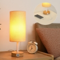 Brilagi - Lámpara de mesa con puerto USB TABLON 1xE27/25W/230V roble/blanco/beige