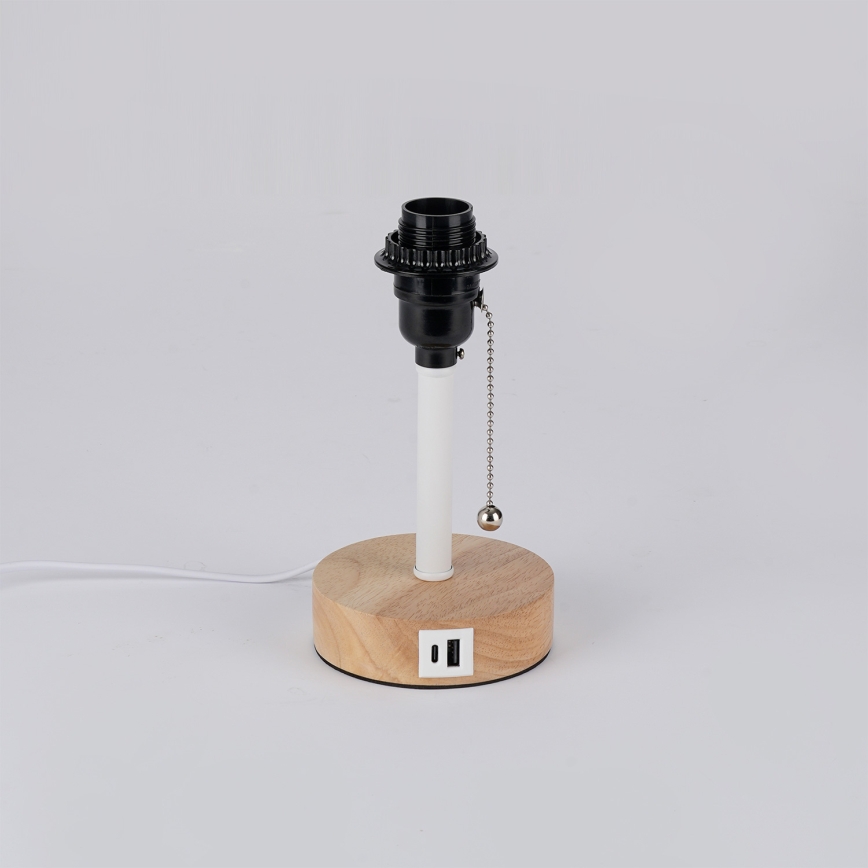 Brilagi - Lámpara de mesa con puerto USB TABLON 1xE27/25W/230V roble/blanco