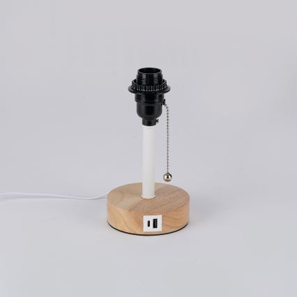 Brilagi - Lámpara de mesa con puerto USB TABLON 1xE27/25W/230V roble/blanco/negro