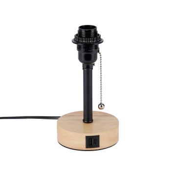 Brilagi - Lámpara de mesa con puerto USB TABLON 1xE27/25W/230V roble/negro