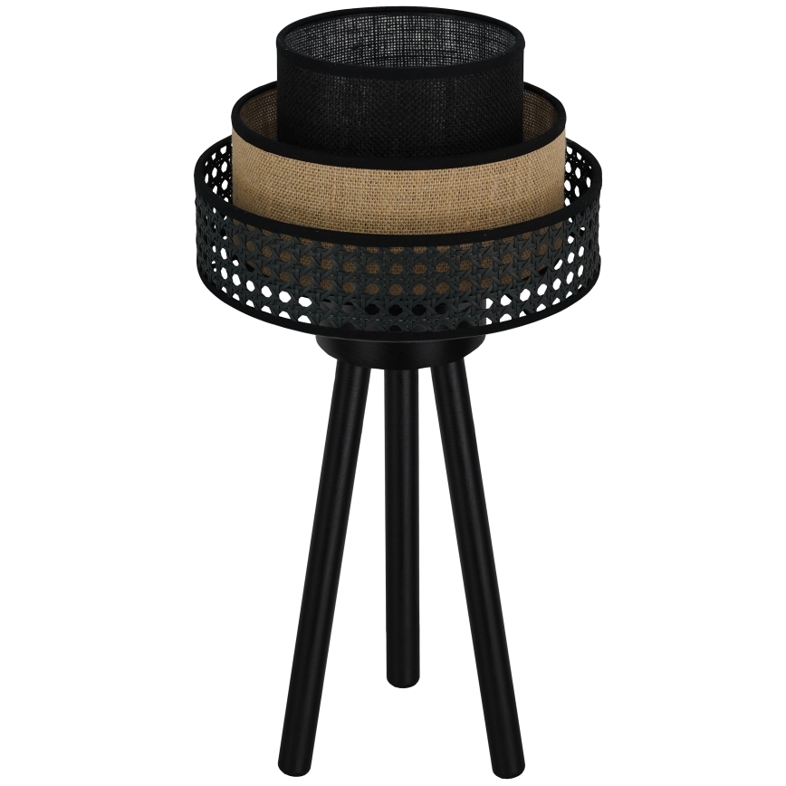 Brilagi - Lámpara de mesa DAKOTA LUNETA 1xE27/15W/230V negra/rattan