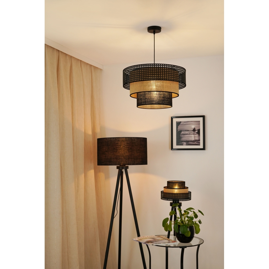 Brilagi - Lámpara de mesa DAKOTA LUNETA 1xE27/15W/230V negra/rattan