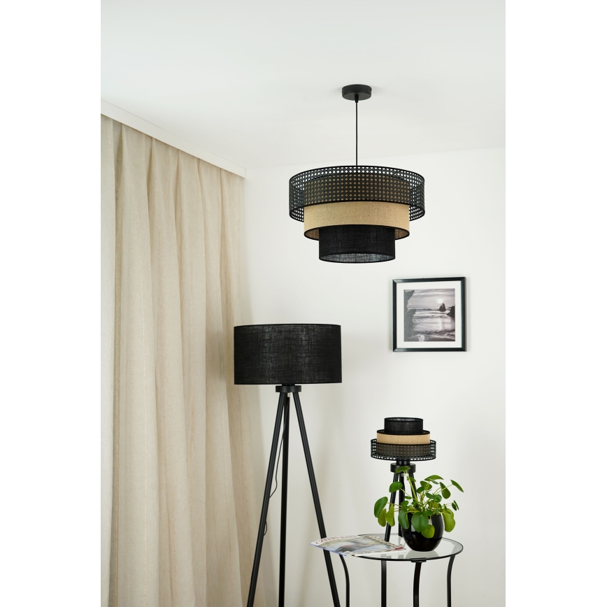 Brilagi - Lámpara de mesa DAKOTA LUNETA 1xE27/15W/230V negra/rattan
