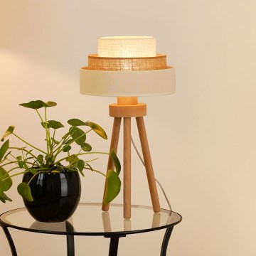 Brilagi - Lámpara de mesa DENVER LUNETA 1xE27/15W/230V beige/marrón/crema