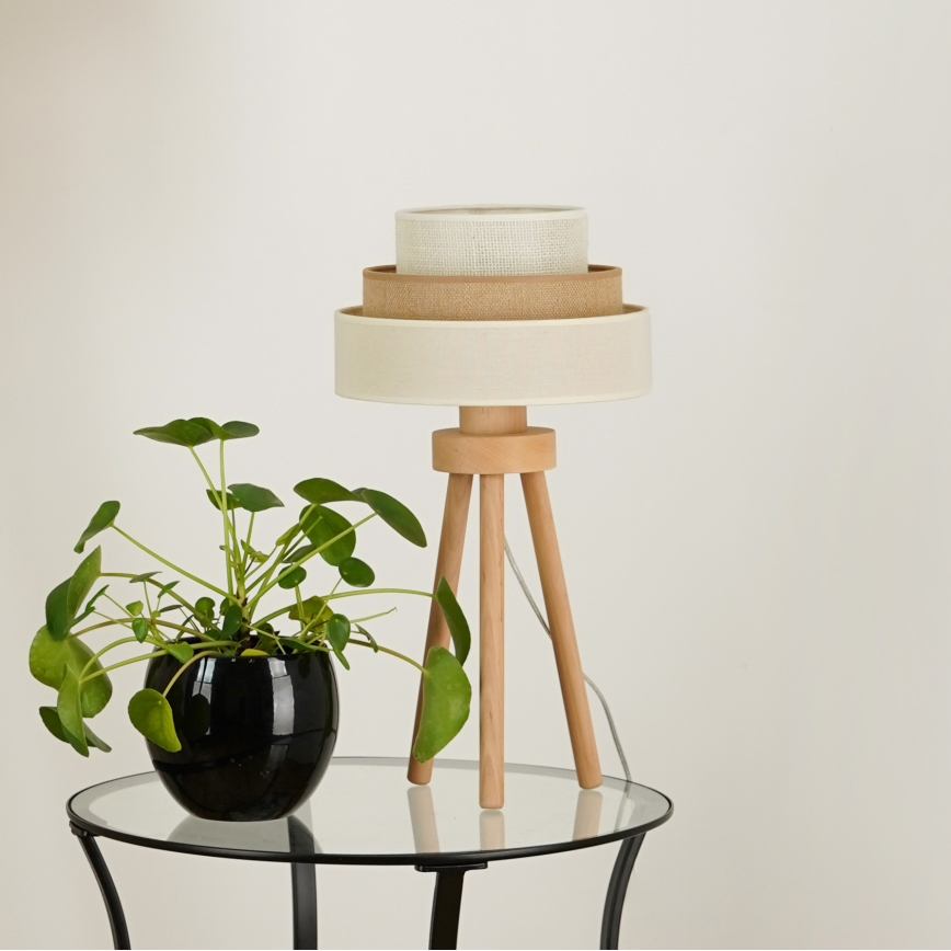 Brilagi - Lámpara de mesa DENVER LUNETA 1xE27/15W/230V beige/marrón/crema