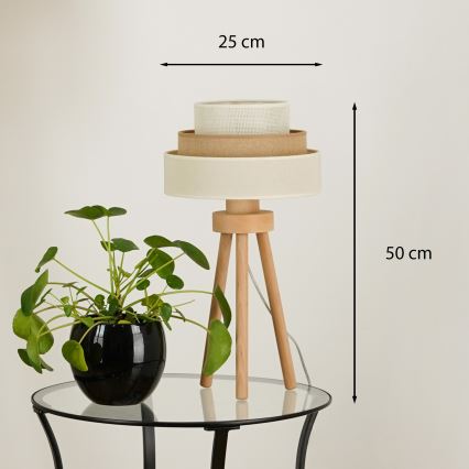 Brilagi - Lámpara de mesa DENVER LUNETA 1xE27/15W/230V beige/marrón/crema