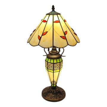 Brilagi - lámpara de mesa estilo Tiffany con vitral FOLIA 1xE27/60W/230V + 1xE14/40W