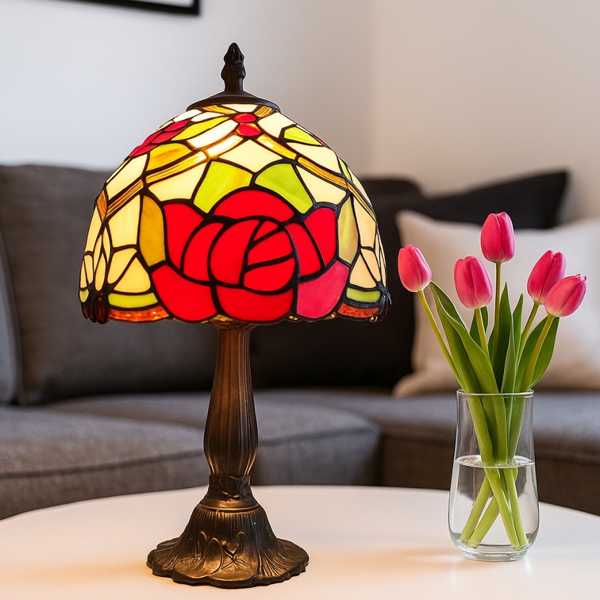 Brilagi - Lámpara de mesa estilo Tiffany con vitral GARLAN 1xE14/40W/230V
