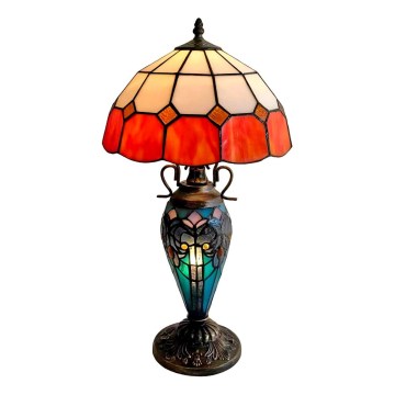 Brilagi - Lámpara de mesa estilo Tiffany con vitral SIENNA 1xE27/60W/230V + 1xE14/40W