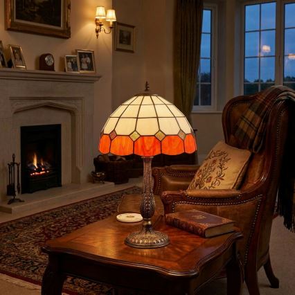 BRILAGI - lámpara de mesa estilo Tiffany con vitral SIENNA 2xE27/60W/230V