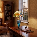 Brilagi - Lámpara de mesa estilo Tiffany JUNGLE con vitral 1xE27/60W/230V + 1xE14/40W
