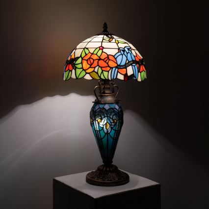 Brilagi - Lámpara de mesa estilo Tiffany JUNGLE con vitral 1xE27/60W/230V + 1xE14/40W
