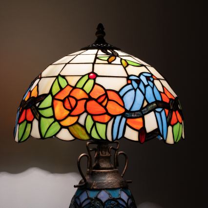 Brilagi - Lámpara de mesa estilo Tiffany JUNGLE con vitral 1xE27/60W/230V + 1xE14/40W