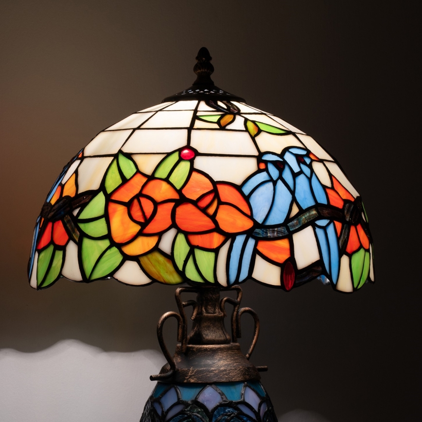 Brilagi - Lámpara de mesa estilo Tiffany JUNGLE con vitral 1xE27/60W/230V + 1xE14/40W