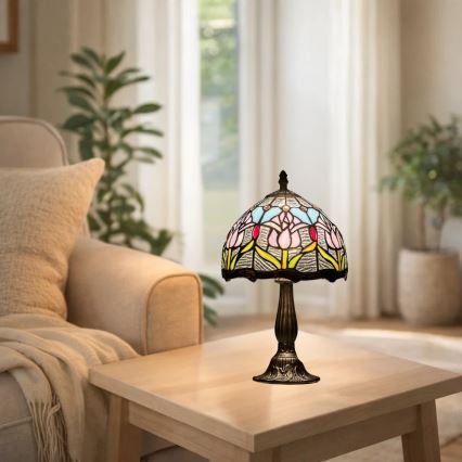 Brilagi - Lámpara de mesa estilo Tiffany LORAS con vitral 1xE14/40W/230V
