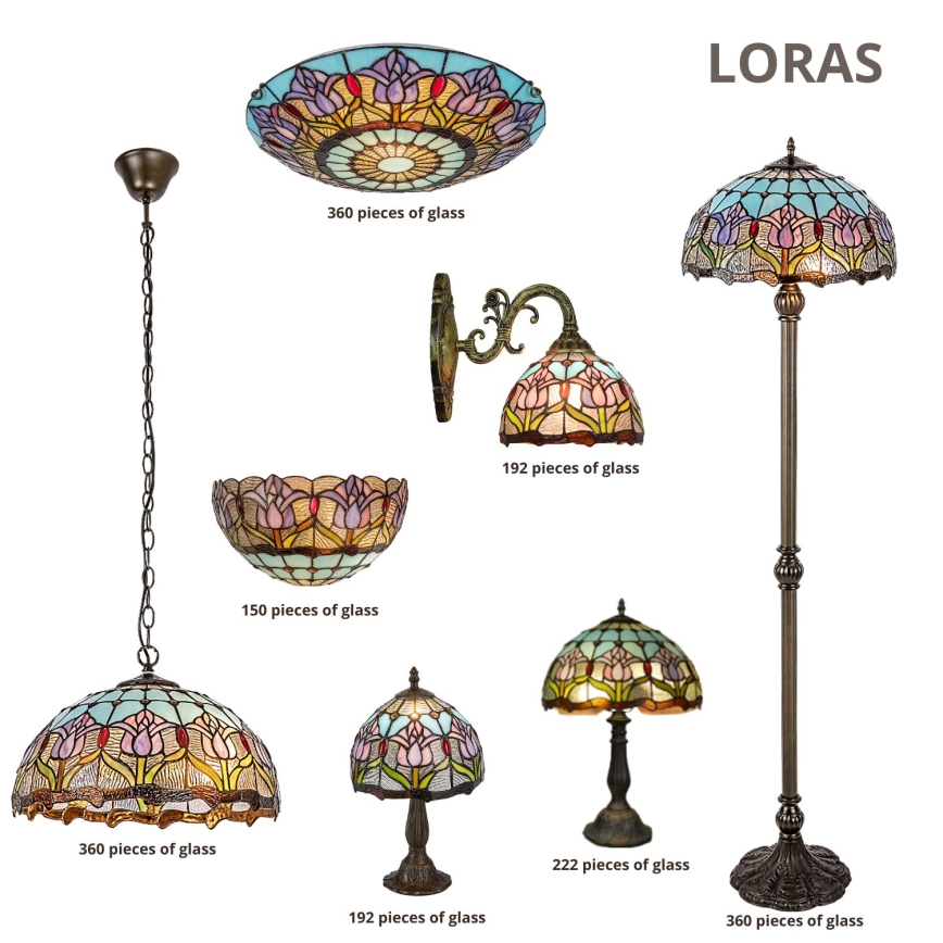 Brilagi - Lámpara de mesa estilo Tiffany LORAS con vitral 1xE14/40W/230V