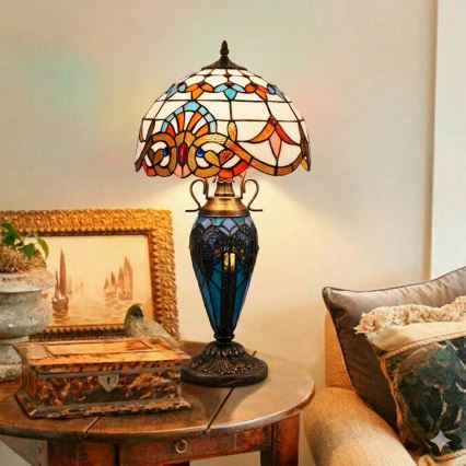 BRILAGI - lámpara de mesa estilo Tiffany MIRABELLA 1xE27/60W/230V + 1xE14/40W