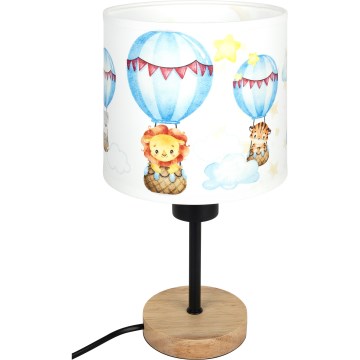 BRILAGI - Lámpara de mesa infantil BOBO WOOD 1xE27/25W/230V roble/negro/blanco/motivo de animales