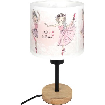 BRILAGI - Lámpara de mesa infantil BOBO WOOD 1xE27/25W/230V roble/negro/blanco/rosa/bailarinas