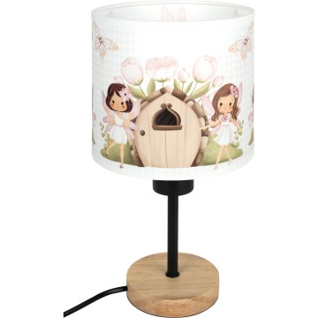BRILAGI - Lámpara de mesa infantil BOBO WOOD 1xE27/25W/230V roble/negro/blanco/rosa/hadas