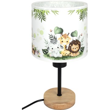 BRILAGI - Lámpara de mesa infantil BOBO WOOD 1xE27/25W/230V roble/negro/blanco/verde/jungla