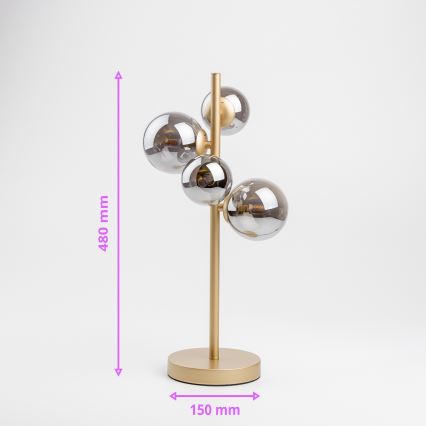Brilagi - Lámpara de mesa LED MILLA 4xG9/3W/230V dorado/ahumado