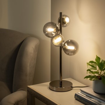 Brilagi - Lámpara de mesa LED MILLA 4xG9/3W/230V negro cromado/vidrio ahumado