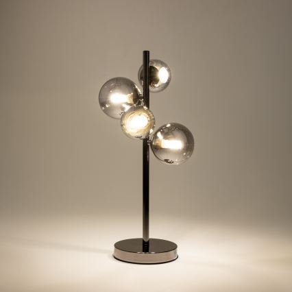 Brilagi - Lámpara de mesa LED MILLA 4xG9/3W/230V negro cromado/vidrio ahumado