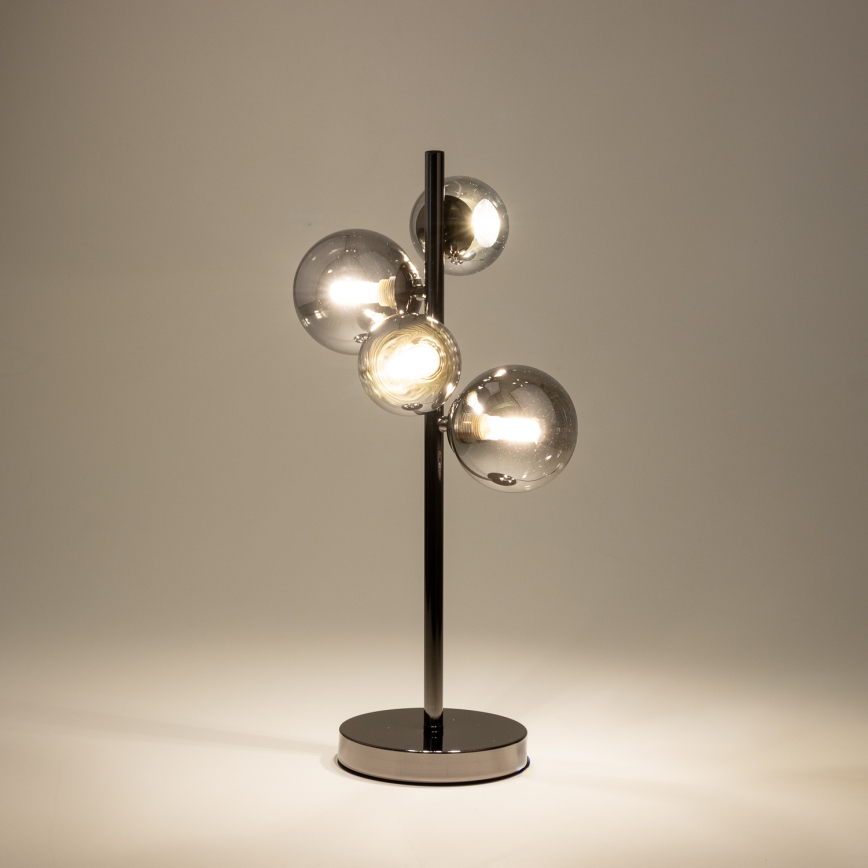 Brilagi - Lámpara de mesa LED MILLA 4xG9/3W/230V negro cromado/vidrio ahumado