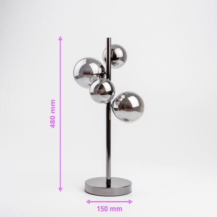 Brilagi - Lámpara de mesa LED MILLA 4xG9/3W/230V negro cromado/vidrio ahumado