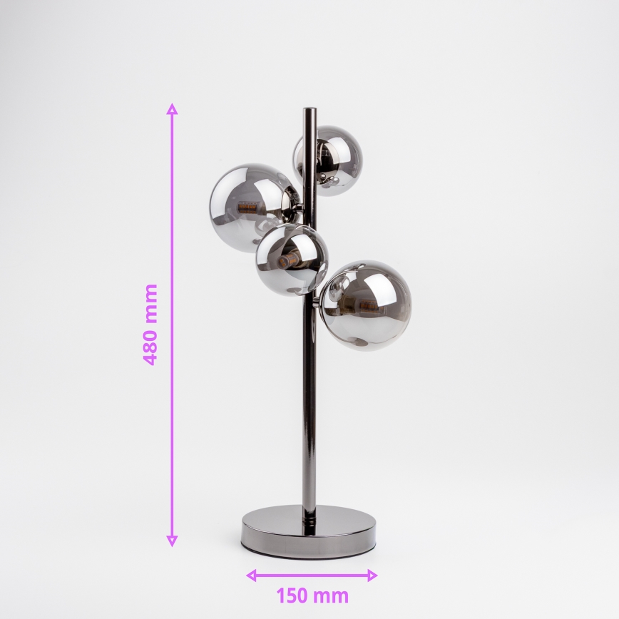 Brilagi - Lámpara de mesa LED MILLA 4xG9/3W/230V negro cromado/vidrio ahumado
