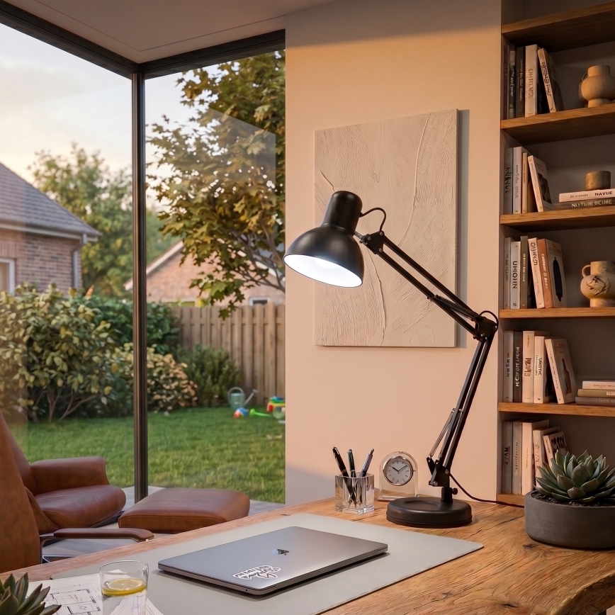 Brilagi - Lámpara de mesa LED ROMERO 1xE27/10W/230V negro