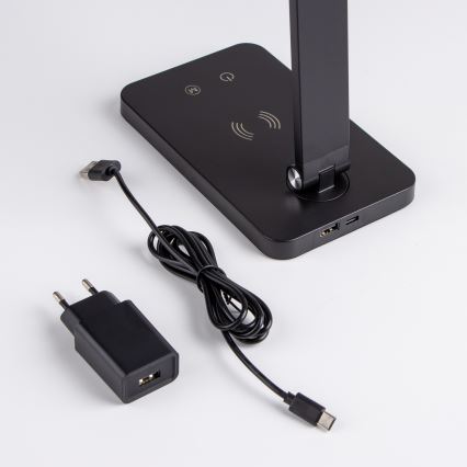 BRILAGI - Lámpara de mesa LED táctil regulable con carga inalámbrica Qi MODO CHARGE LED/7W/5V 3000/4000/6000K negra