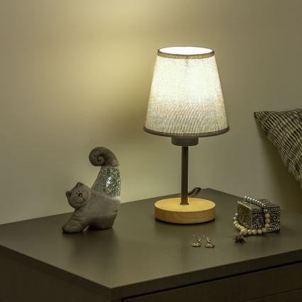 Brilagi - Lámpara de mesa NUBILA WOOD 1xE27/25W/230V roble/gris