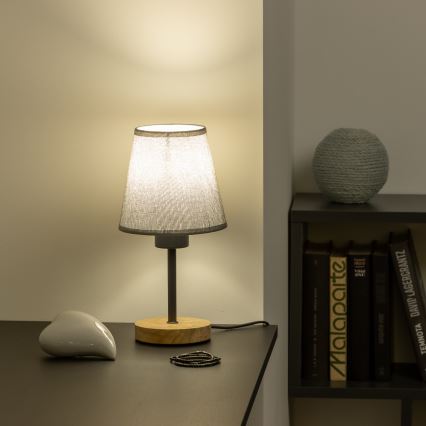 Brilagi - Lámpara de mesa NUBILA WOOD 1xE27/25W/230V roble/gris
