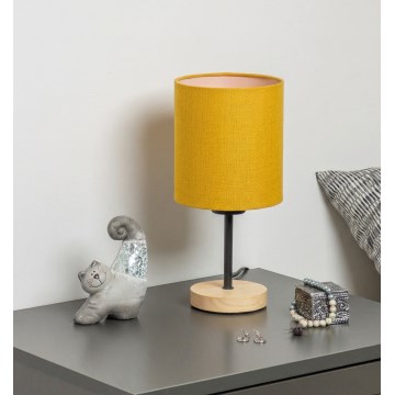 Brilagi - Lámpara de mesa NUBILA WOOD 1xE27/25W/230V roble/negro/amarillo