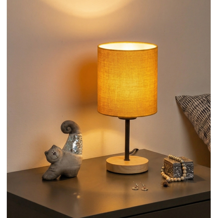 Brilagi - Lámpara de mesa NUBILA WOOD 1xE27/25W/230V roble/negro/amarillo