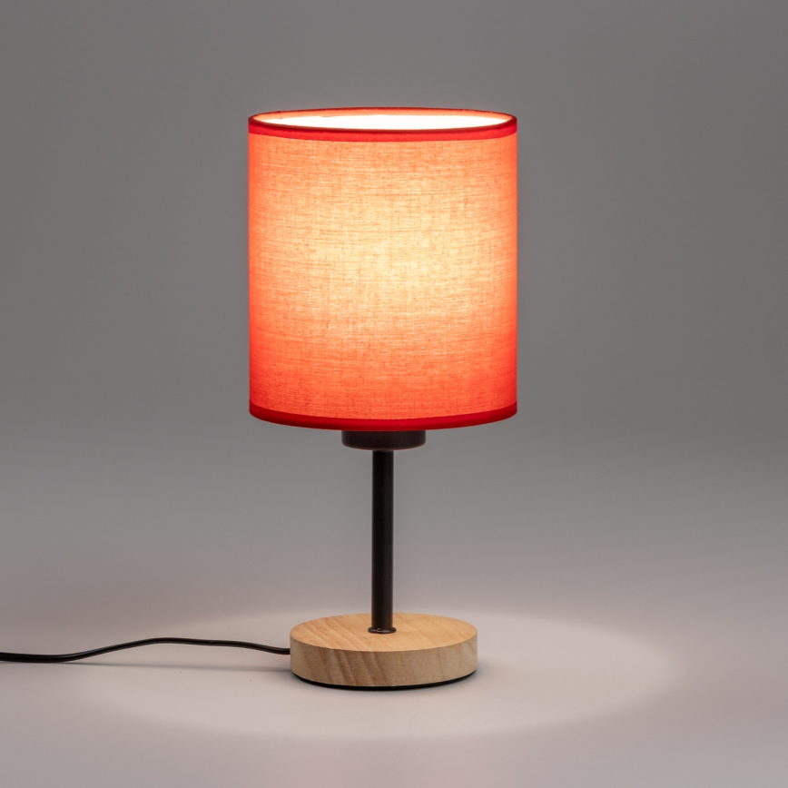 Brilagi - Lámpara de mesa NUBILA WOOD 1xE27/25W/230V roble/rojo