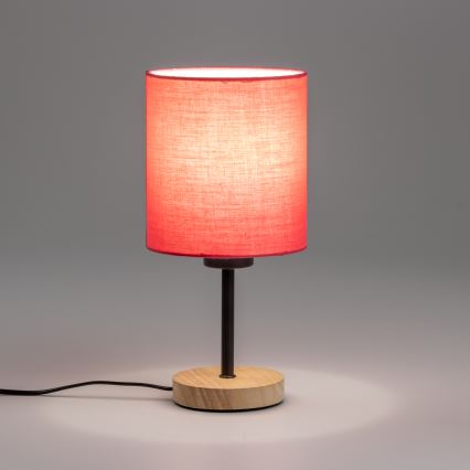 Brilagi - Lámpara de mesa NUBILA WOOD 1xE27/25W/230V roble/rosa