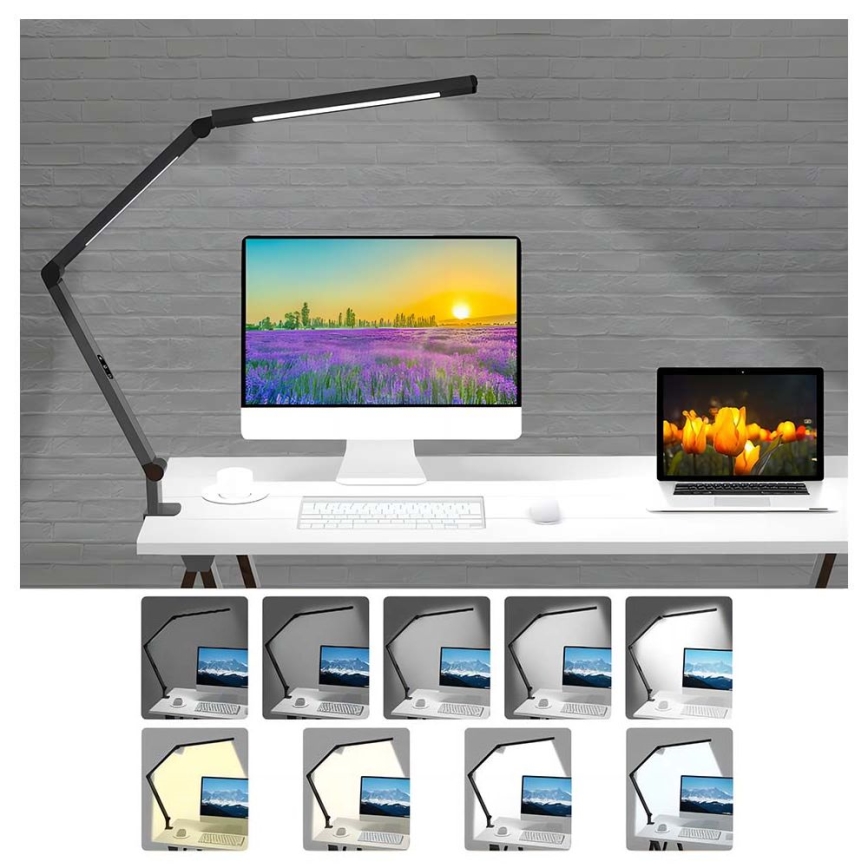 Brilagi - Lámpara de mesa LED flexible táctil regulable VARIO LED/12W/230V 3000/4000/5000/6500K CRI 92 negro
