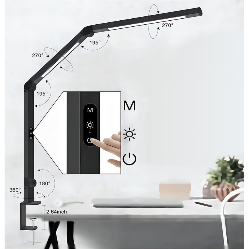 Brilagi - Lámpara de mesa LED flexible táctil regulable VARIO LED/12W/230V 3000/4000/5000/6500K CRI 92 negro