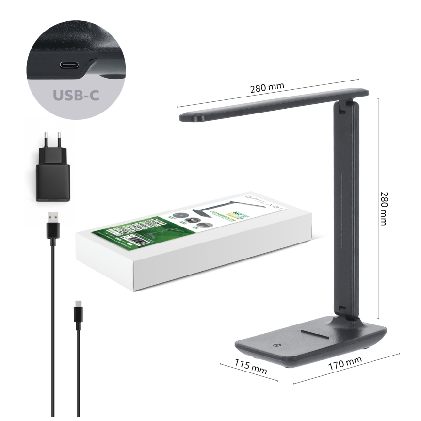 BRILAGI - Lámpara de mesa regulable MODO LED/7W/230V 3000/4000/6500K antracita